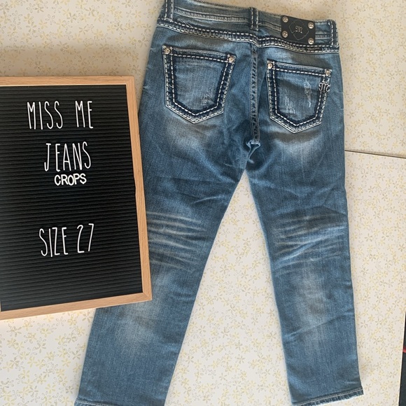 Miss Me boyfriend JEANS women’s DISTRESSED cropped capri 27 crops JPB5014 - Picture 7 of 10